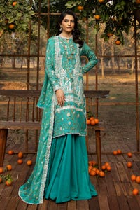 UAE -3PC Embroidered Printed Lawn Unstitched Suit with Embroidered Printed Chiffon Dupatta BCT-42004