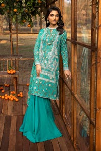 UAE -3PC Embroidered Printed Lawn Unstitched Suit with Embroidered Printed Chiffon Dupatta BCT-42004