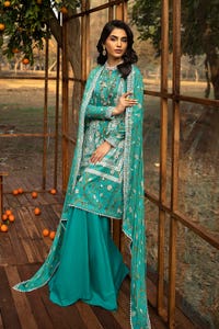UAE -3PC Embroidered Printed Lawn Unstitched Suit with Embroidered Printed Chiffon Dupatta BCT-42004