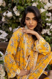 UAE -3PC Embroidered Printed Lawn Unstitched Suit with Embroidered Printed Chiffon Dupatta BCT-42008