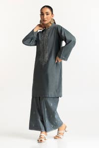 UAE -Yarn Dyed Embroidered Co-Ord Set IPS-24-178