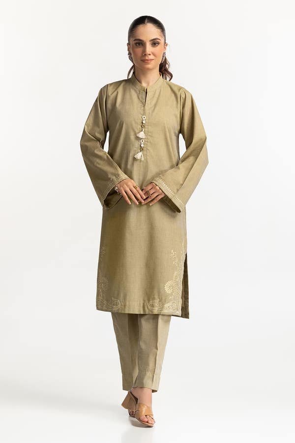 UAE -Yarn Dyed Embroidered Co-Ord Set IPS-24-173