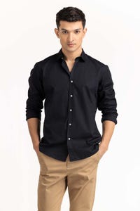 UAE -Black Basic Casual Shirt 224-117-042