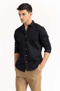 UAE -Black Basic Casual Shirt 224-117-042