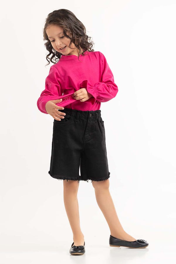UAE -Black Basic Toddler Girls Non-Denim Shorts TGNB-2210042-E