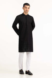 UAE -Black Embroidered Kurta KR-EMB23-015