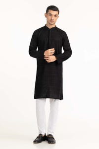 UAE -Black Embroidered Kurta KR-EMB23-015