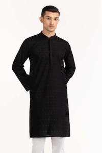 UAE -Black Embroidered Kurta KR-EMB23-015
