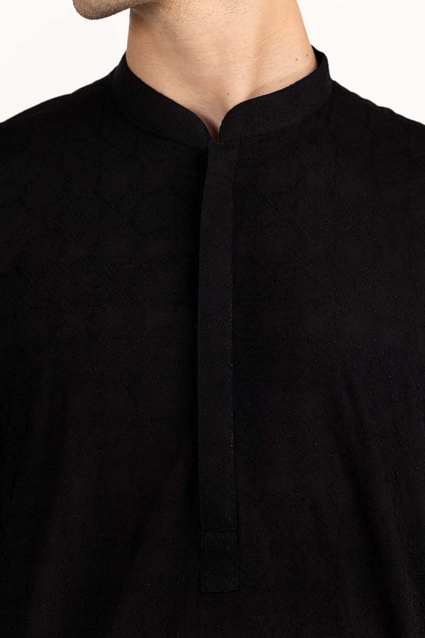 UAE -Black Embroidered Kurta KR-EMB23-015