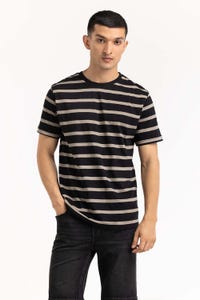 UAE -Black Khaki Striped Tee TS-CNSJ23-066