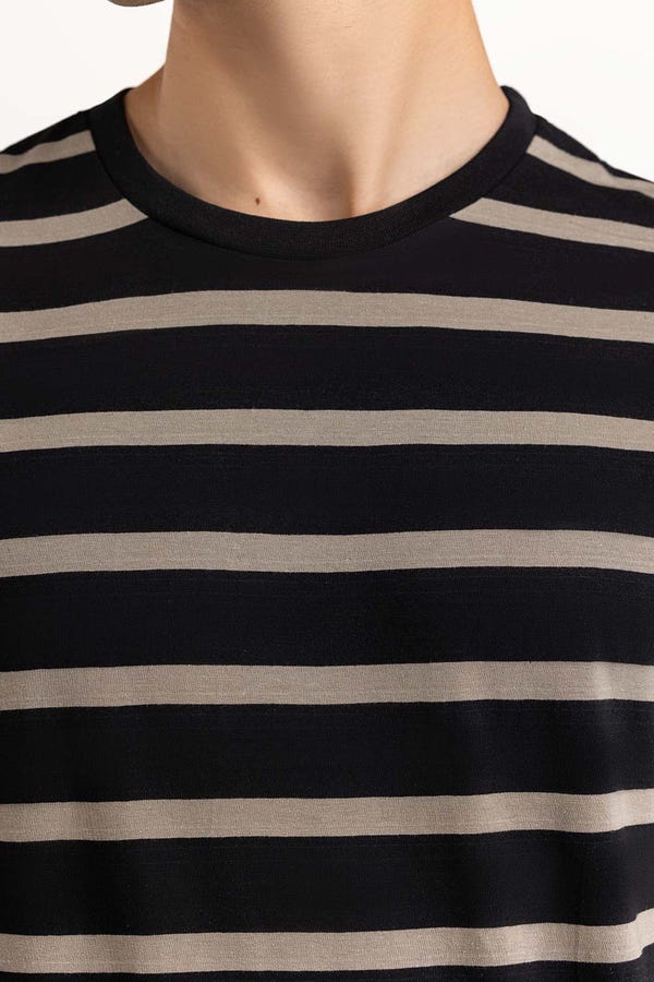 UAE -Black Khaki Striped Tee TS-CNSJ23-066