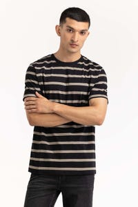 UAE -Black Khaki Striped Tee TS-CNSJ23-066