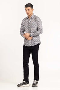 UAE -Black White Printed Casual Shirt CS-PRT22-005