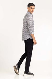 UAE -Black White Printed Casual Shirt CS-PRT22-005