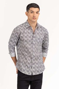 UAE -Black White Printed Casual Shirt CS-PRT22-005