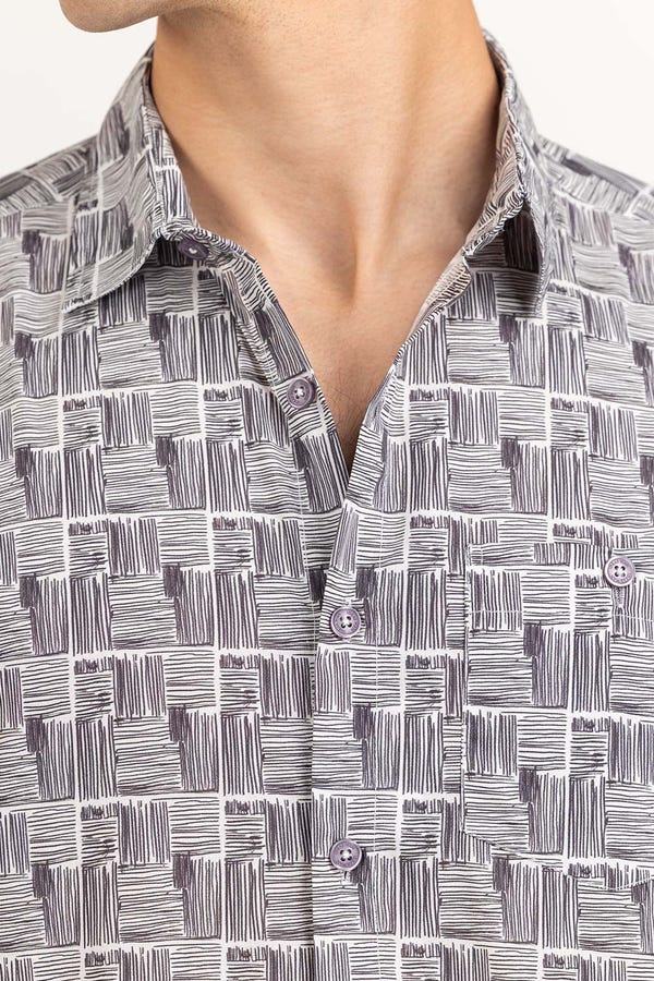 UAE -Black White Printed Casual Shirt CS-PRT22-005