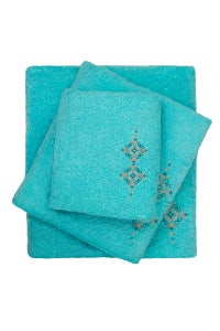 UAE -Blue Curacao 3 Pc Embroidered Towel Set