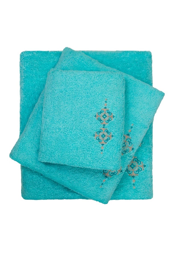 UAE -Blue Curacao 3 Pc Embroidered Towel Set