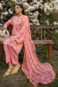 UAE -3PC Printed Lawn Unstitched Suit with Chiffon Dupatta BM-42002