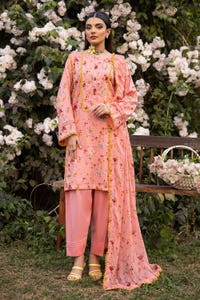 UAE -3PC Printed Lawn Unstitched Suit with Chiffon Dupatta BM-42002