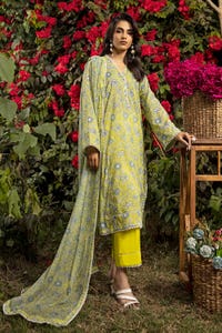 UAE -3PC Printed Lawn Unstitched Suit with Chiffon Dupatta BM-42003