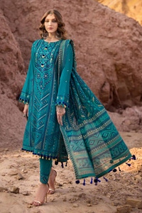 UAE -3PC Embroidered Printed Lawn Unstitched Suit with Gold Lacquer Printed Chiffon Dupatta BM-42009