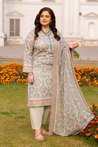 UAE -3PC Printed Lawn Unstitched Suit with Chiffon Dupatta BM-42012