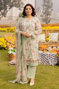 UAE -3PC Printed Lawn Unstitched Suit with Chiffon Dupatta BM-42013