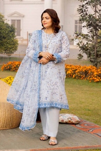 UAE -3PC Printed Lawn Unstitched Suit with Chiffon Dupatta BM-42015