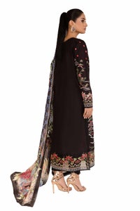 UAE -3 Piece Unstitched Embroidered Printed Cambric Suit with Chiffon Dupatta BM-42018