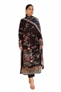 UAE -3 Piece Unstitched Embroidered Printed Cambric Suit with Chiffon Dupatta BM-42018