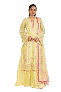 UAE -3 Piece Unstitched Embroidered Printed Cambric Suit with Chiffon Dupatta BM-42021