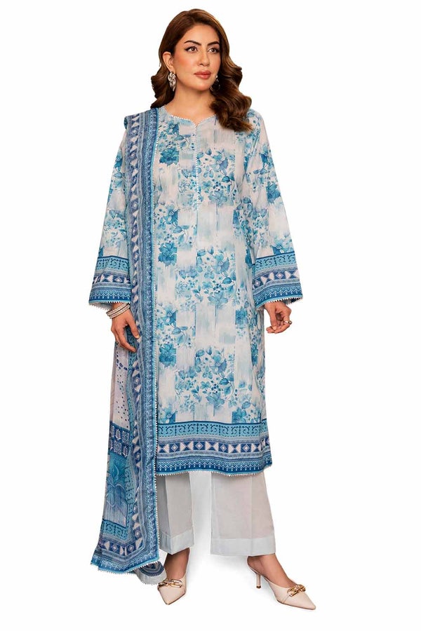 UAE -3PC Unstitched Printed Lawn Suit with Chiffon Dupatta BM-42024