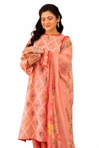 UAE -3PC Unstitched Printed Lawn Suit with Chiffon Dupatta BM-42025