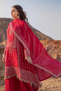UAE -3PC Embroidered Printed Lawn Unstitched Suit with Burnout Tissue Silk Dupatta BN-42001