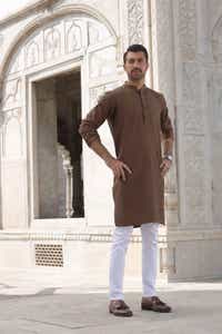 UAE -Brown Basic Kurta KR-PLN22-025
