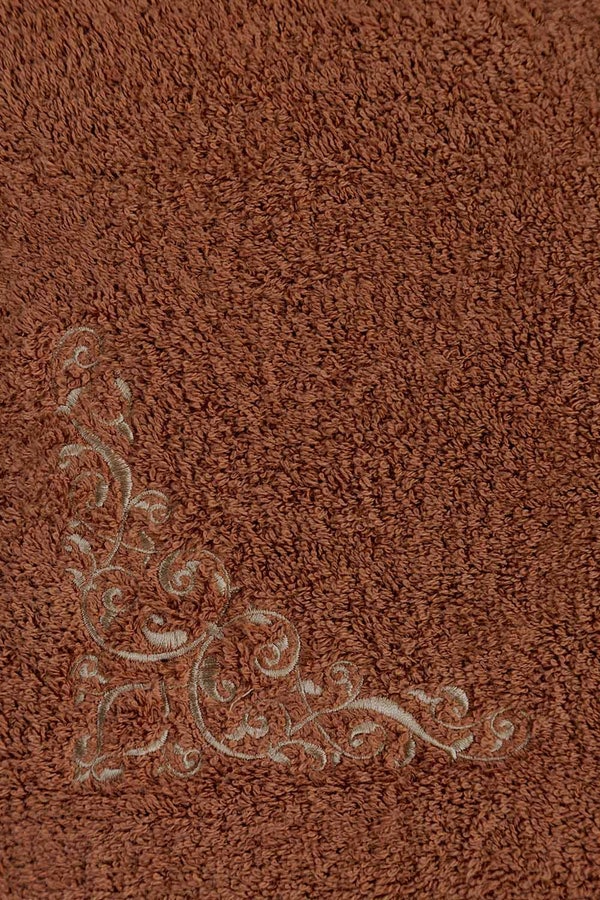 UAE -Brown Combed 3Pc Embroidered Towel Set