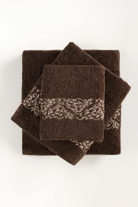UAE -Brown 3 Pc Combed Embroidered Towel Set