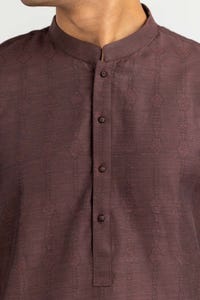 UAE -Brown Jacquard Kurta KR-PLN22-086