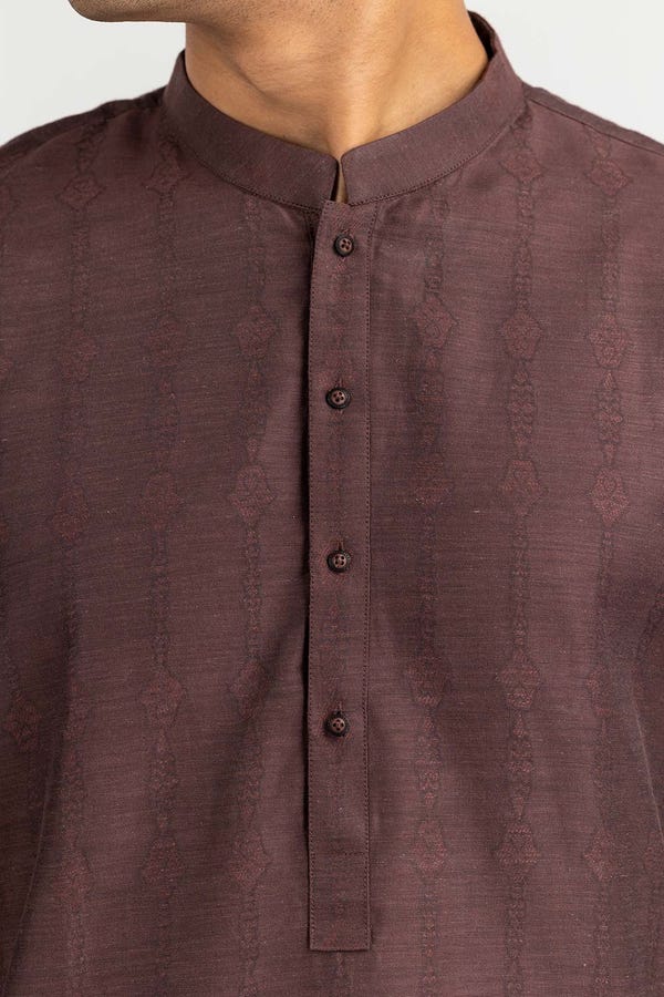 UAE -Brown Jacquard Kurta KR-PLN22-086
