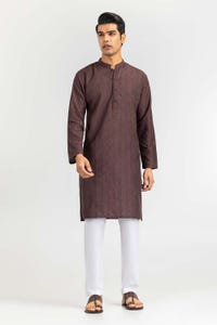 UAE -Brown Jacquard Kurta KR-PLN22-086