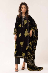 UAE -3 Piece Unstitched Burnout Velvet Suit with Diamanties Burnout Velvet Dupatta BVL-42001