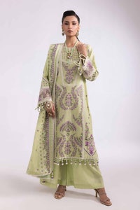 UAE -3 Piece Unstitched Embroidered Printed Cambric Suit with Lawn Dupatta CBE-42009