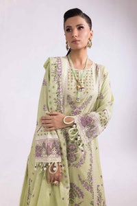 UAE -3 Piece Unstitched Embroidered Printed Cambric Suit with Lawn Dupatta CBE-42009