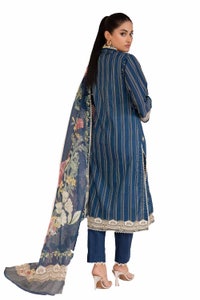UAE -3 Piece Unstitched Embroidered Printed Cambric Suit with Lawn Dupatta CBE-42012