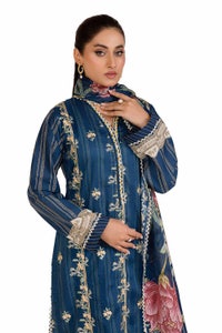 UAE -3 Piece Unstitched Embroidered Printed Cambric Suit with Lawn Dupatta CBE-42012
