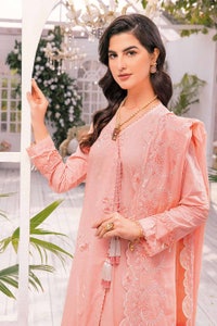 UAE -3PC Embroidered Lawn Unstitched Lacquer Printed Suit With Embroidered Denting Lawn Dupatta DN-32039