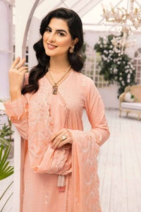 UAE -3PC Embroidered Lawn Unstitched Lacquer Printed Suit With Embroidered Denting Lawn Dupatta DN-32039