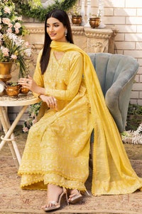 UAE -3PC Foil Embroidered Lawn Unstitched Suit with Zari and sequins Dupatta CK-32004