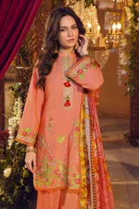 UAE -3PC Lawn Embroidered Unstitched Suit with Printed Jacquard Dupatta FE-32044